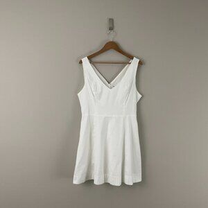 Reformation White Sleeveless V Neck Fit & Flare Mini Dress Size 12